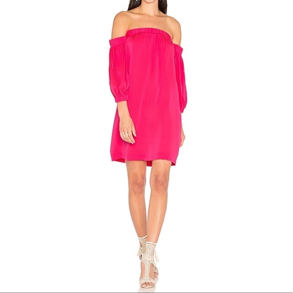 MILLY fusica pink Barbie core off the shoulder mini dress